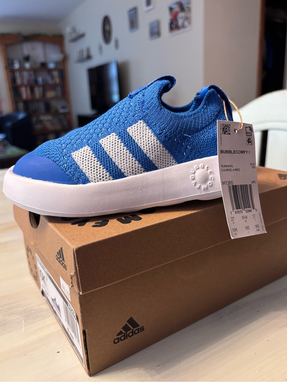 NWT NIB adidas Bubblecomfy I Blue/White Slip-On Knit Sneakers 10K IH1265